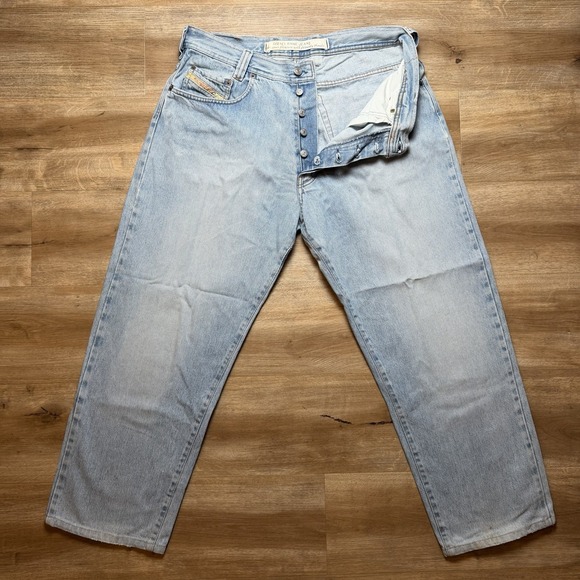 Diesel Other - Vintage Diesel Saddle Jeans Men 34x28 Blue Loose Tapered Light Wash Y2K (Tag 36)